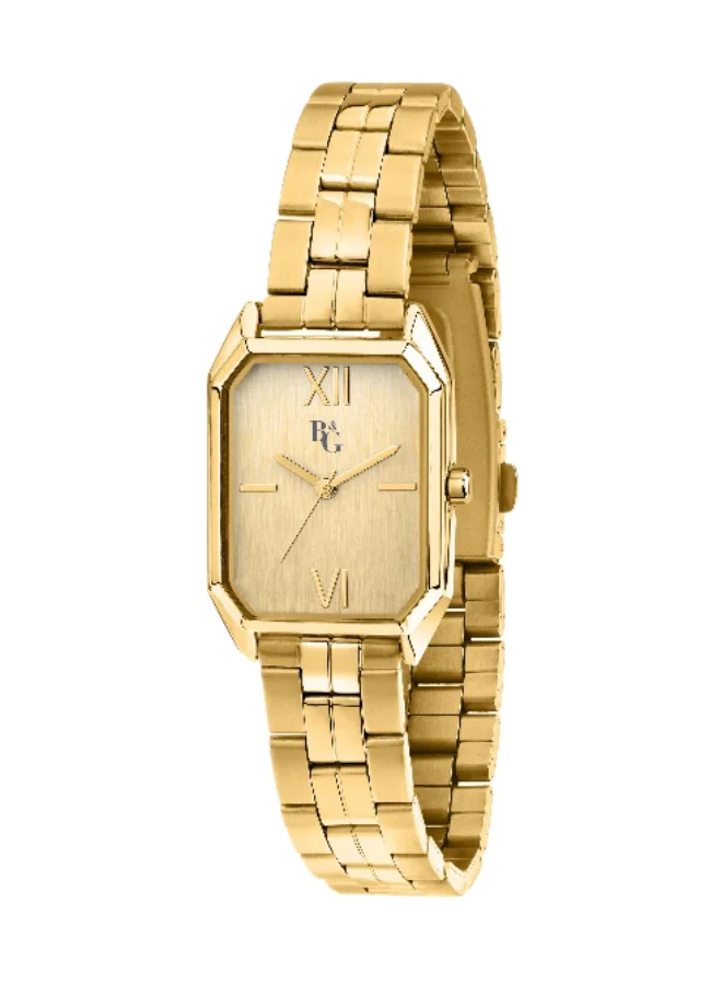 B&G Women's Rectangular Analog Quartz Watch with Gold Metal Band (36mm) q3u1l