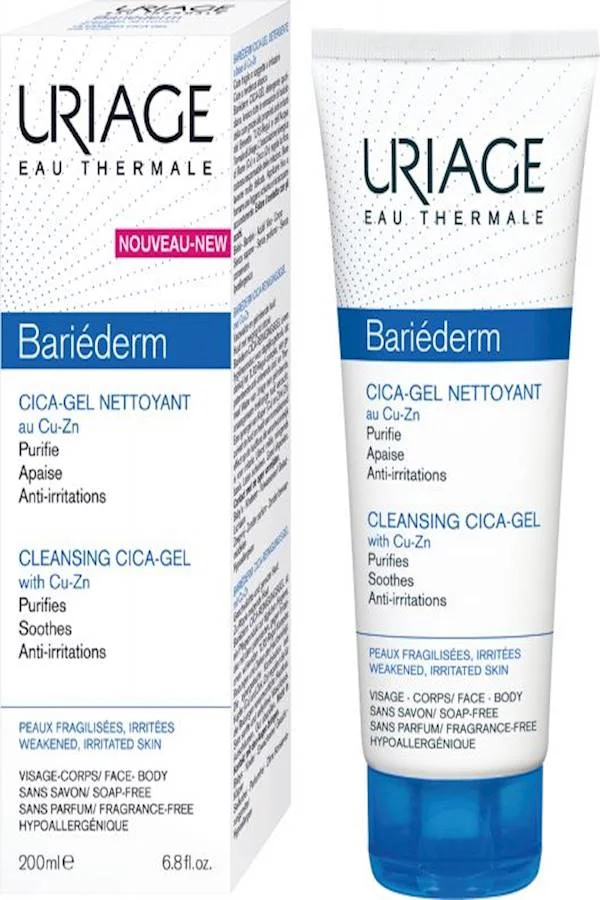 Uriage Bariederm Cleansing Cica Gel (Gentle Soothing Formula for Sensitive Skin, 200 mL) 6r22v