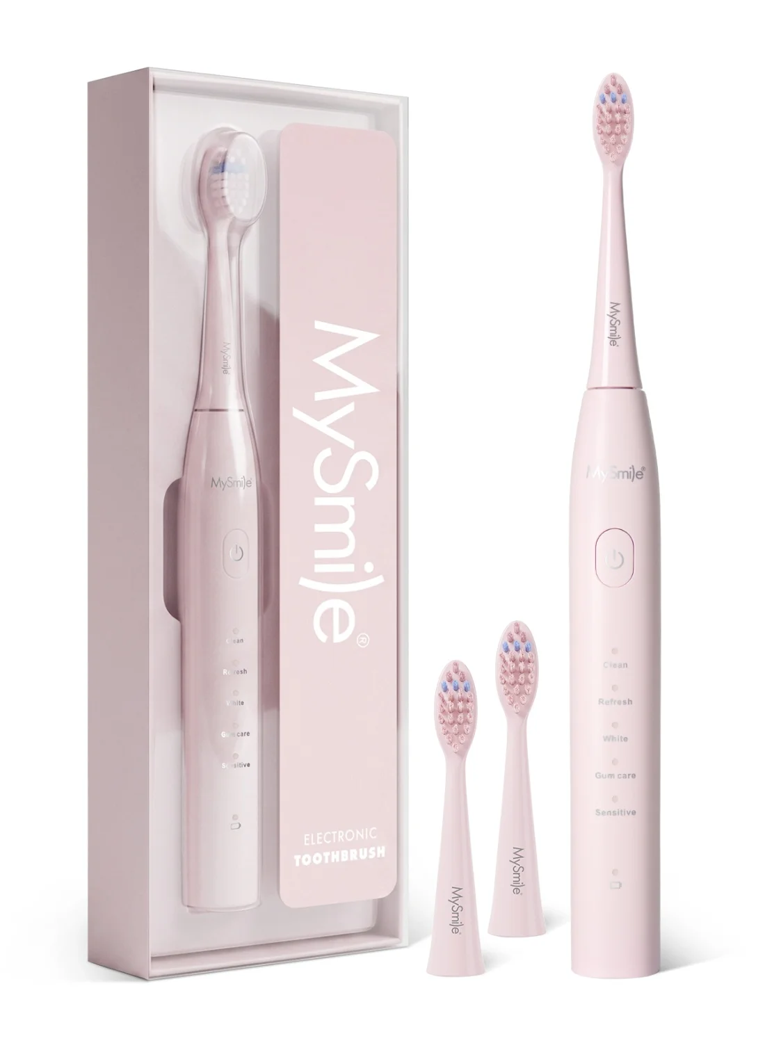 Premium Sonic Electric Toothbrush Rechargeable Dental Care Set with 5 Modes and 3 Brush Heads (Pink, 1 Unit) jtxh2