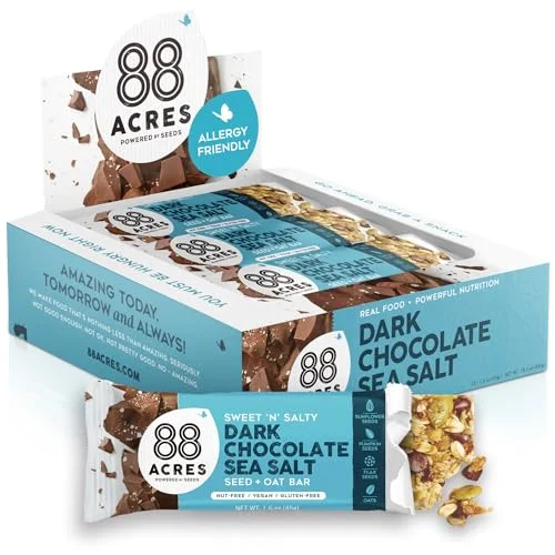 88 Acres Dark Chocolate Sea Salt Granola Bars (Seed and Oat Snack, 12 Count) 9rjve