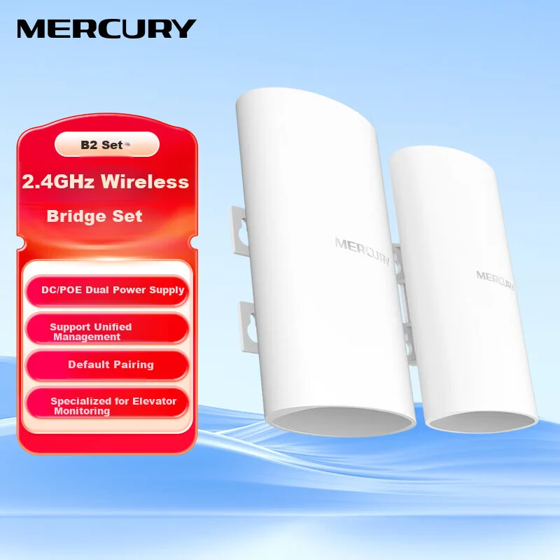 Professional 2.4GHz Wireless Mesh Bridge Kit for Elevator Monitoring System (Dual Power Supply, B2 Kit) i04uo