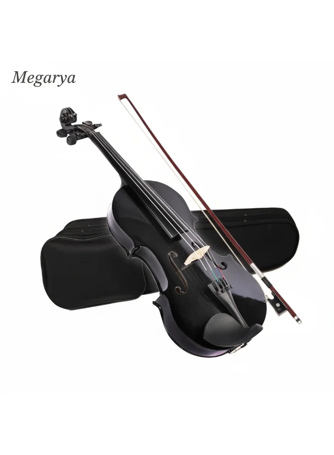 Megarya Handmade 4/4 Acoustic Violin Set (Indian Maple Wood, Glossy Black, Full Size) for Students and Beginners qkql6