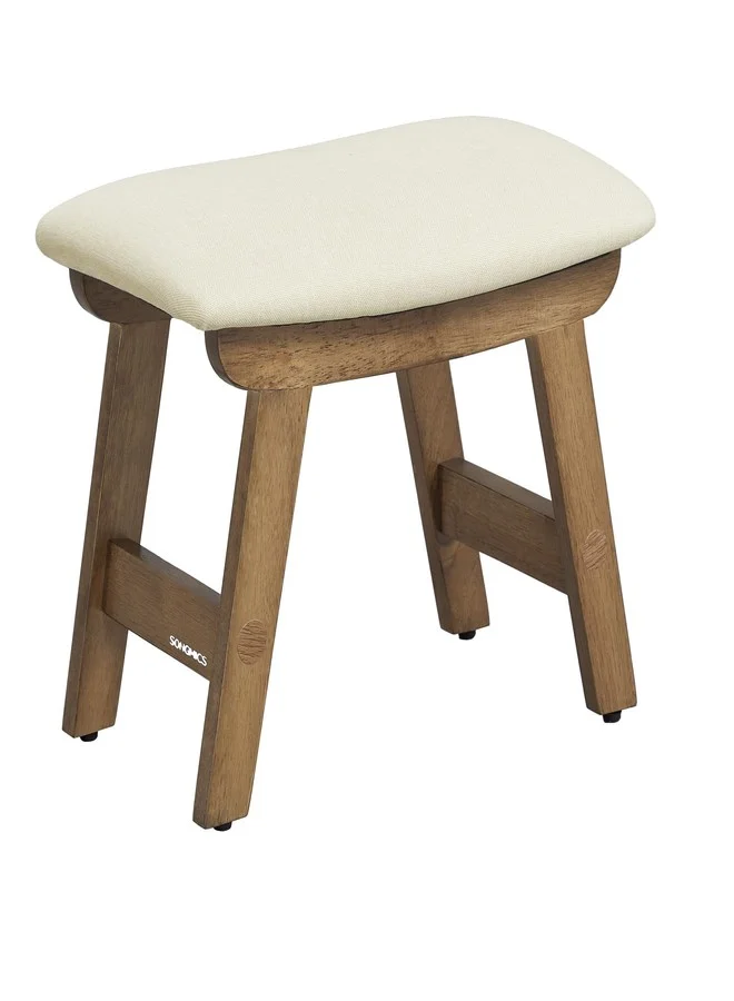 Premium Padded Foot Stool Ottoman with Solid Wood Frame and Removable Cover (Brown, 25 x 39 x 30 cm) 1obb0