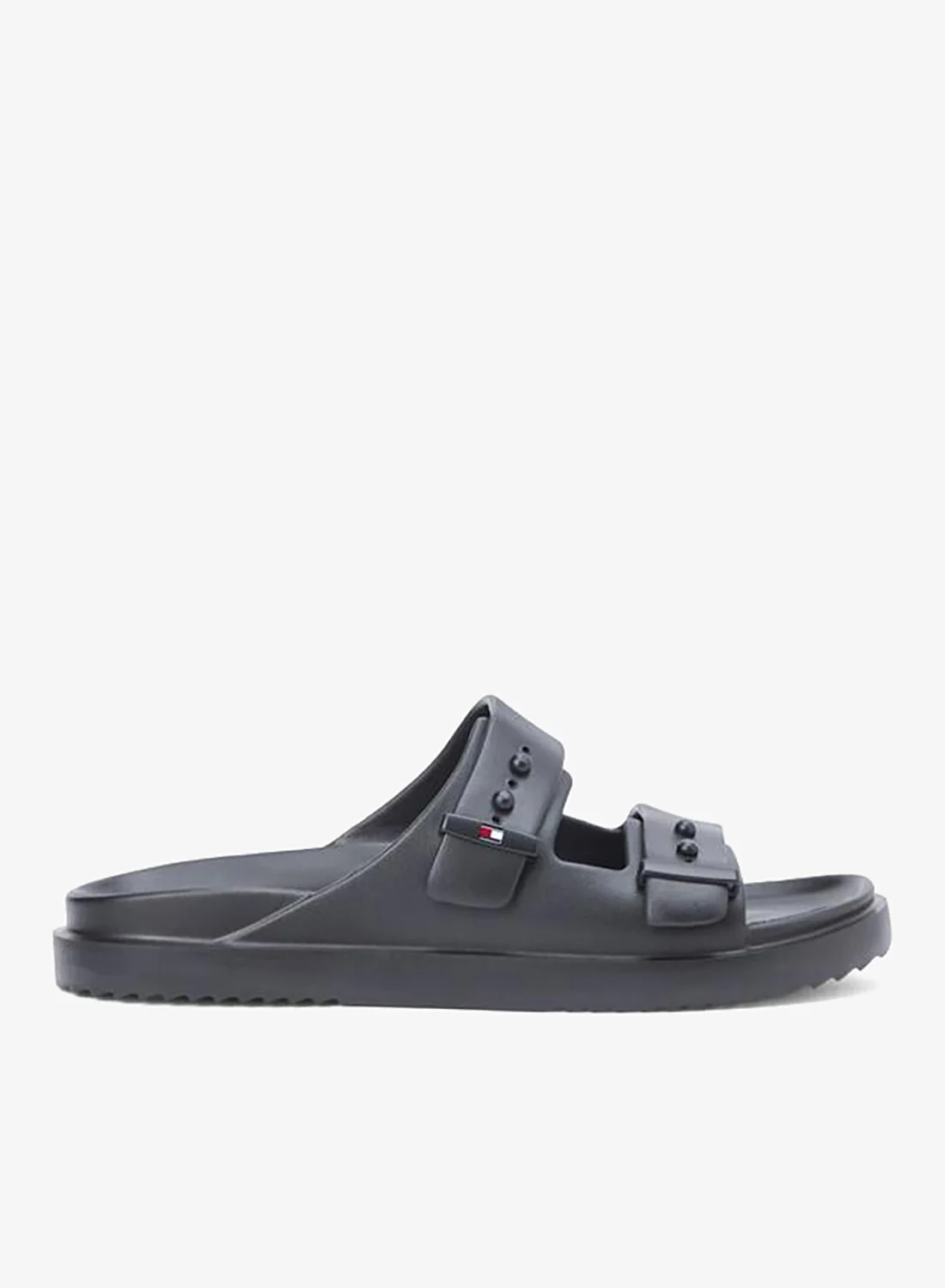 Premium Lightweight Pin Buckle Serrated Pool Slides (Unisex, Flat Heel, Black, 40 EU) 2ffyd