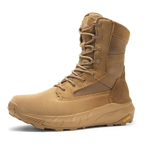 NORTIV 8 Tactical Military Work Boots Breathable Leather Side Zipper Combat Hiking Footwear (Coyote, 7) eltb7