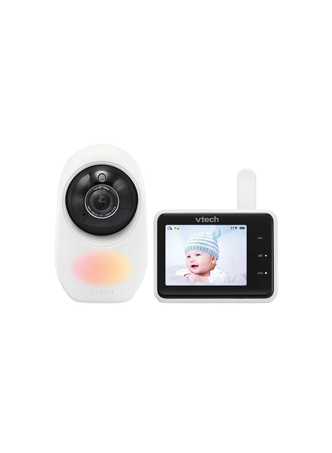 Smart Wi-Fi Video Baby Monitor with Dual Cameras 1080P HD 2.8 Inch Display (White) qlvnq
