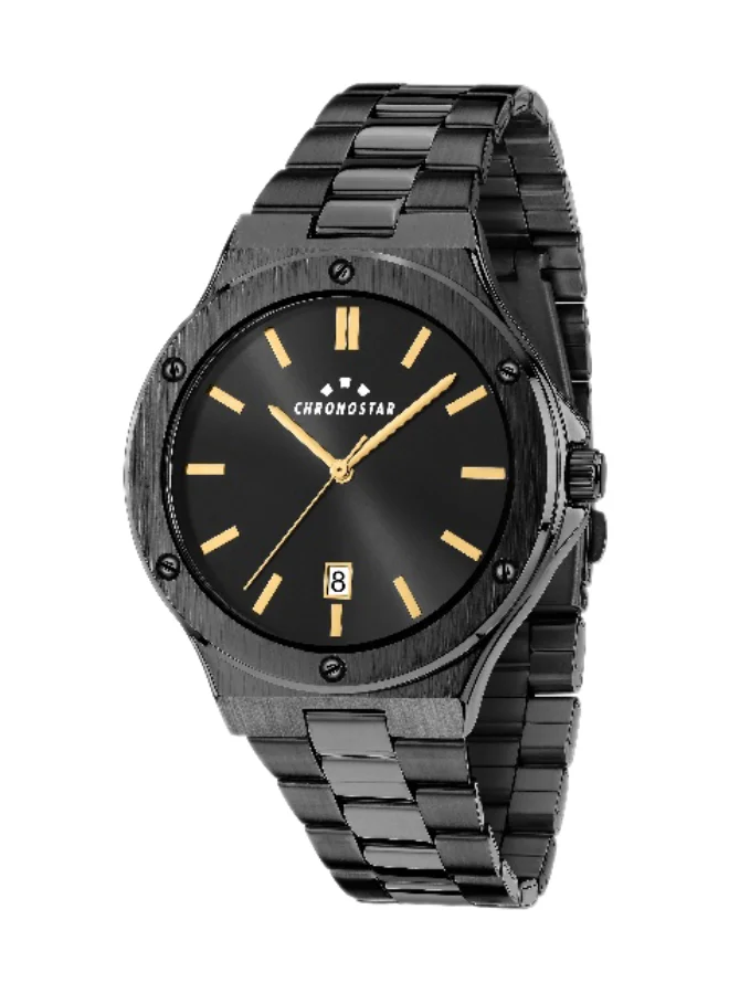 Chronostar Men's Analog Quartz Watch with Black Stainless Steel Band (42mm) 0bb47