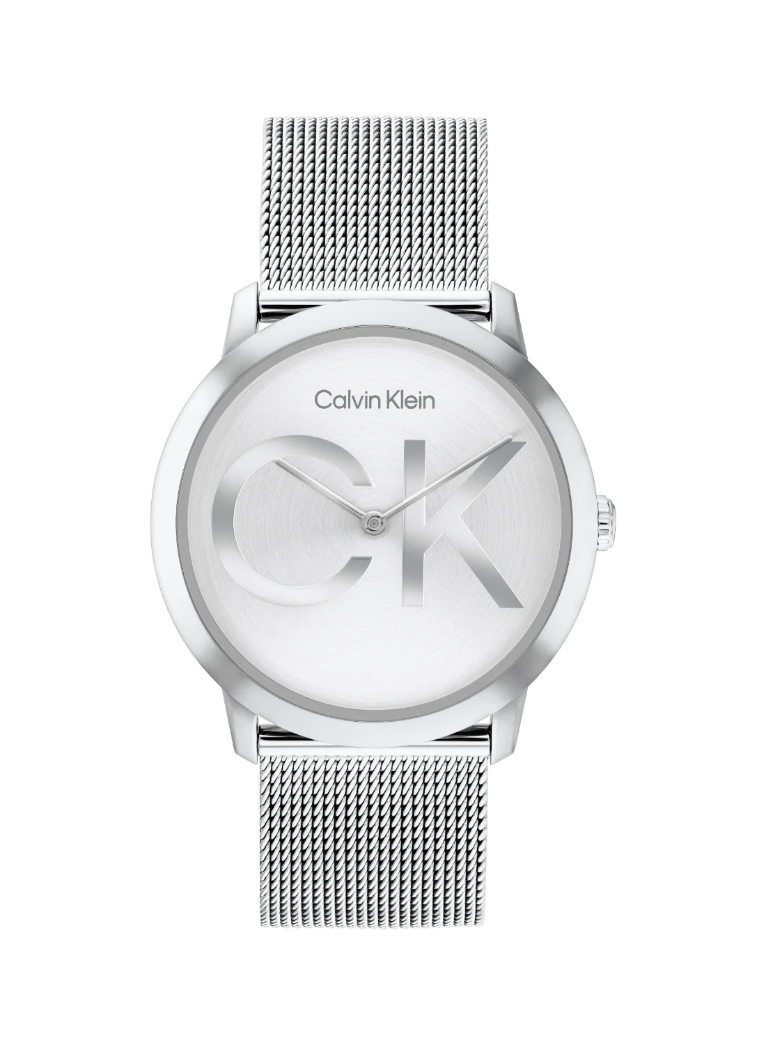 Premium Round Analog Wristwatch with Stainless Steel Case (Silver, Unisex) ih44k