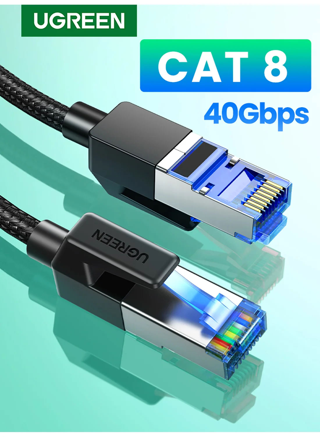 Premium Cat 8 Ethernet Cable High-Speed 40Gbps 2000MHz Braided Double Shielded Network Cable for Gaming and Office (Black, 20m) ra07m