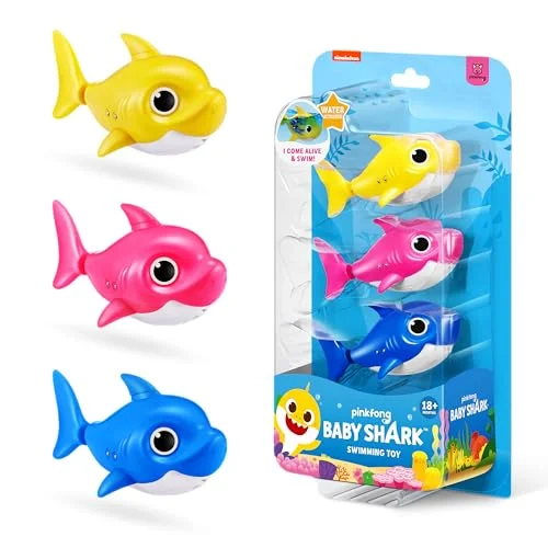 Interactive Swimming Shark Bath Toy Set (3 Pack, Silicone Fins) for Kids lsl17