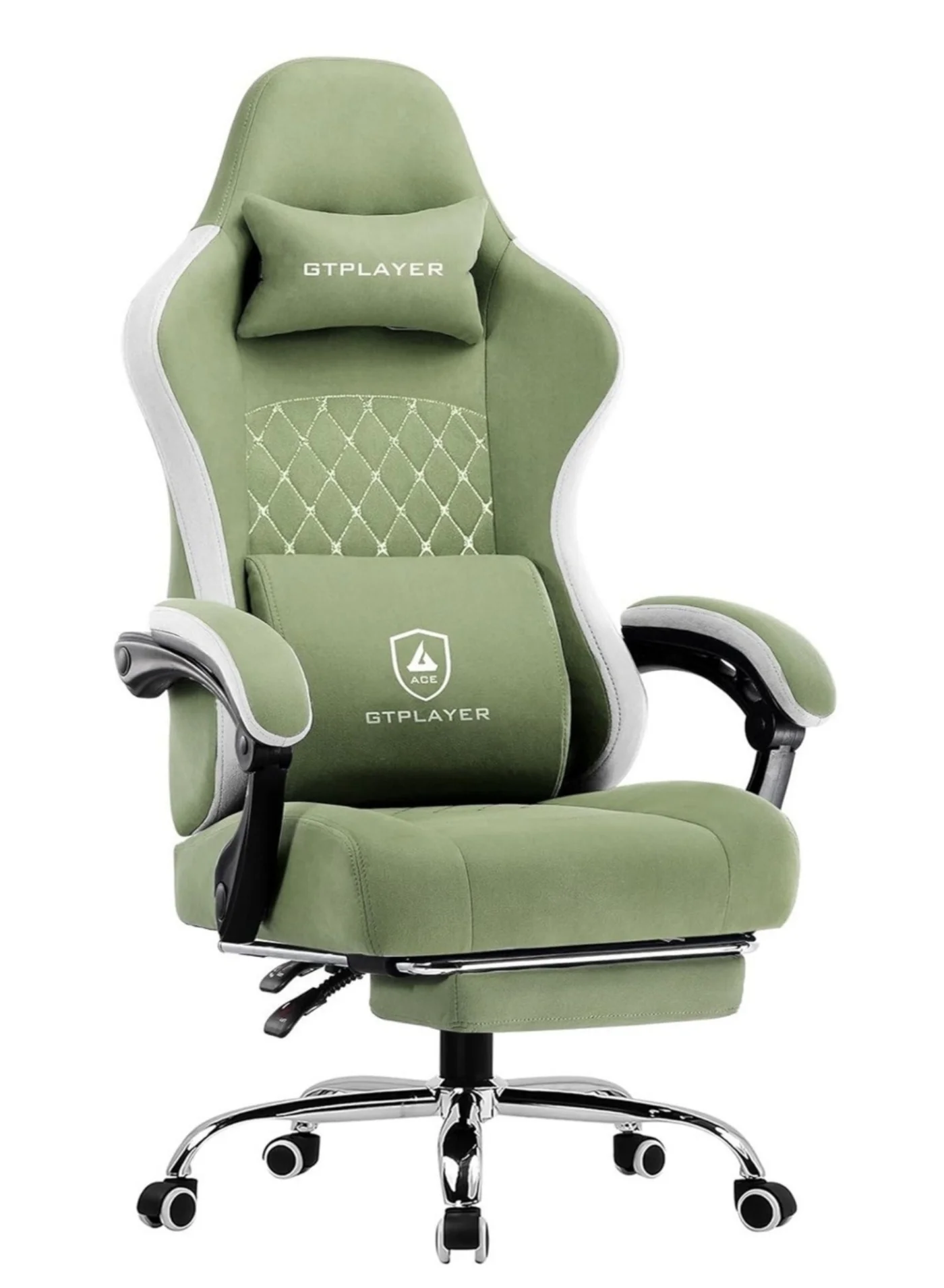 GTPLAYER Ergonomic Gaming Chair with Pocket Spring Cushion and Footrest, Adjustable Lumbar Support and Headrest for Office and Gaming (Green) qb3px