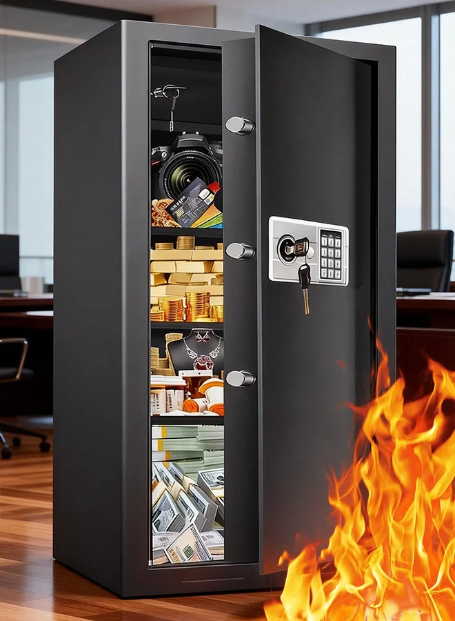 TAPIT Digital Security Safe Box Fireproof Waterproof Large Steel Safe with Programmable Keypad and Removable Shelf (100x31x38cm) ug2xs