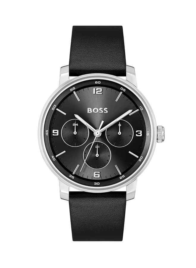 Premium Analog Quartz Wrist Watch for Men Round Leather Strap (44 mm) 0g3pm
