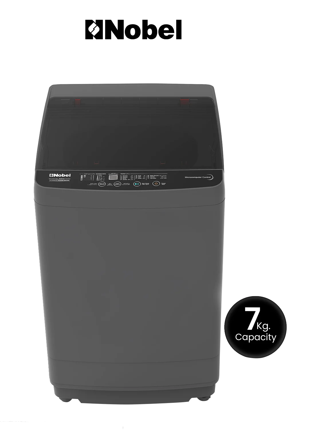 Nobel Fully Automatic Washing Machine (7 kg, 12 Wash Programs, Stainless Steel Drum, Dark Grey) tkzzk