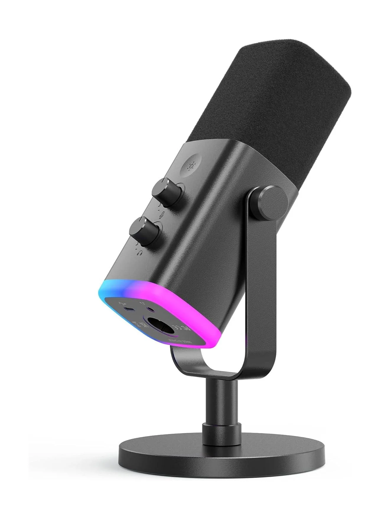 Premium XLR/USB Gaming Streaming Microphone with RGB Lighting and Headphone Jack for PC and Console Recording (Black) 59shk