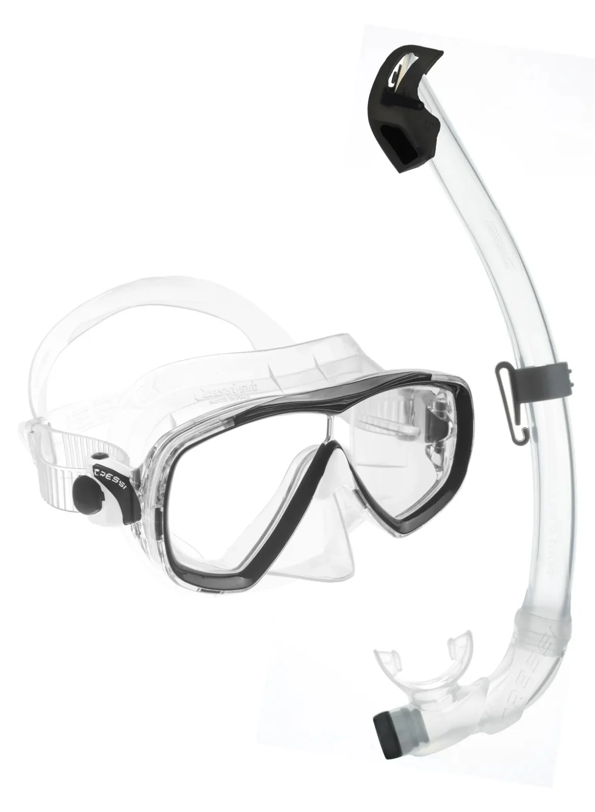 Premium Dry Snorkel and Mask Set Professional Diving Gear for Adults (Clear, One Size) emrr4