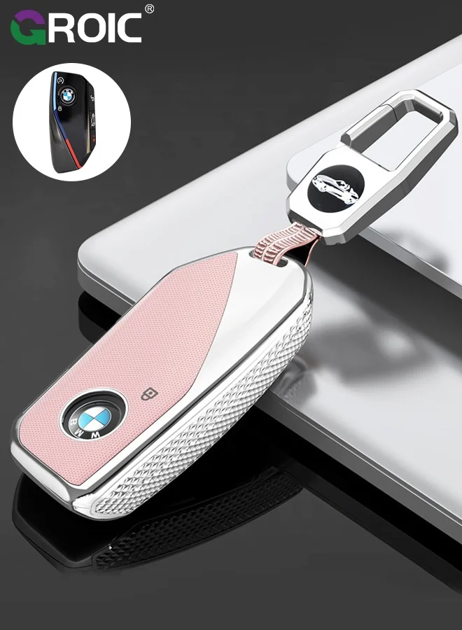 GROIC Premium Car Key Fob Shell Case with Keychain for Luxury Smart Remotes (Pink, 1 Piece) g09es