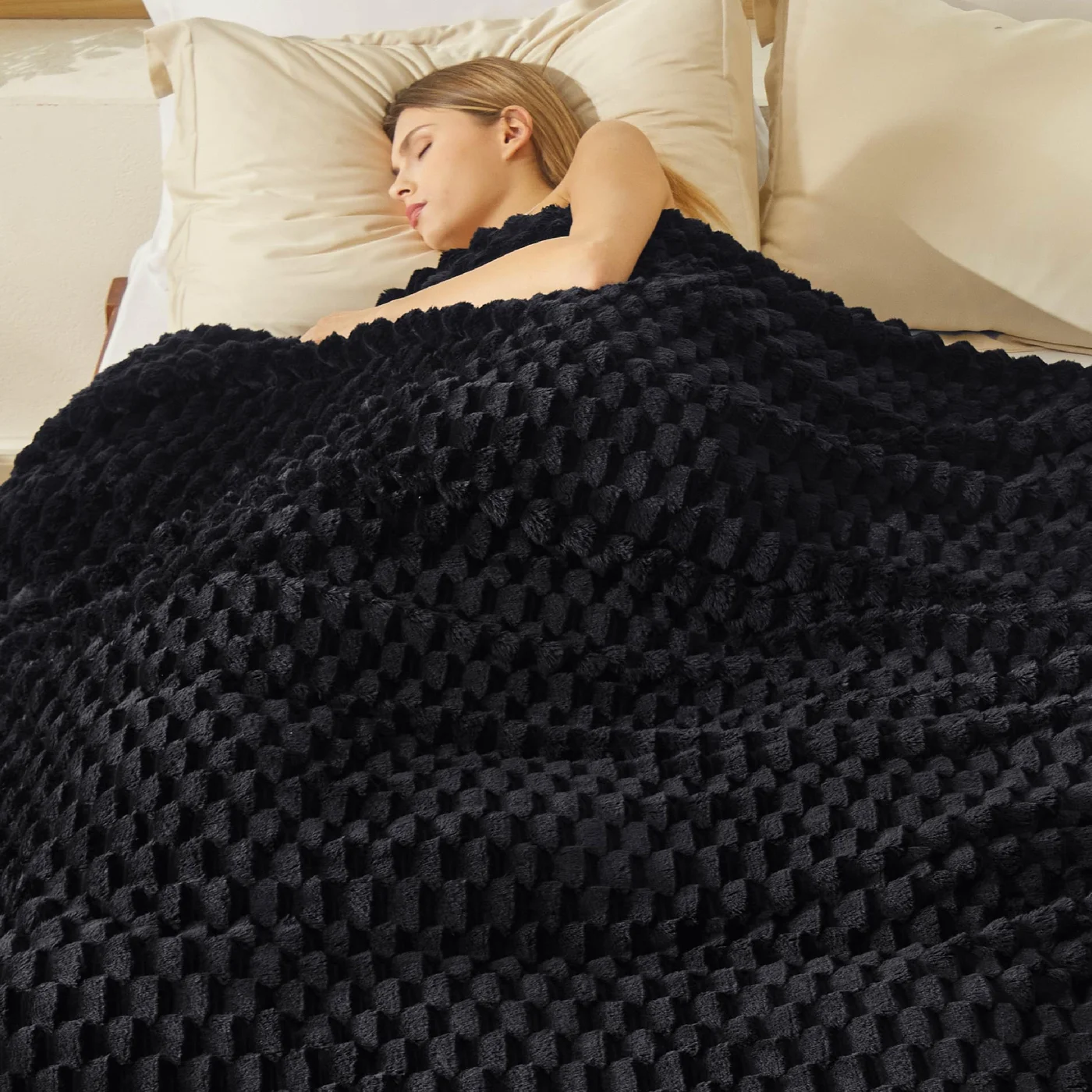 Bedsure Premium Fleece Blanket King Size (275 cm x 230 cm) Super Soft Cozy Bed Throw for Bedroom and Living Room, Black q4bwv
