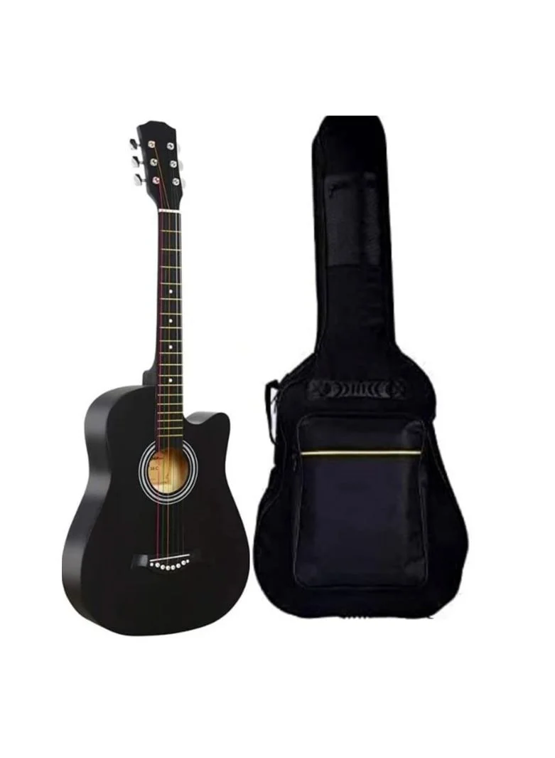 Megarya Acoustic Guitar 6-String Wooden Musical Instrument (Black, Full Size) ercv6