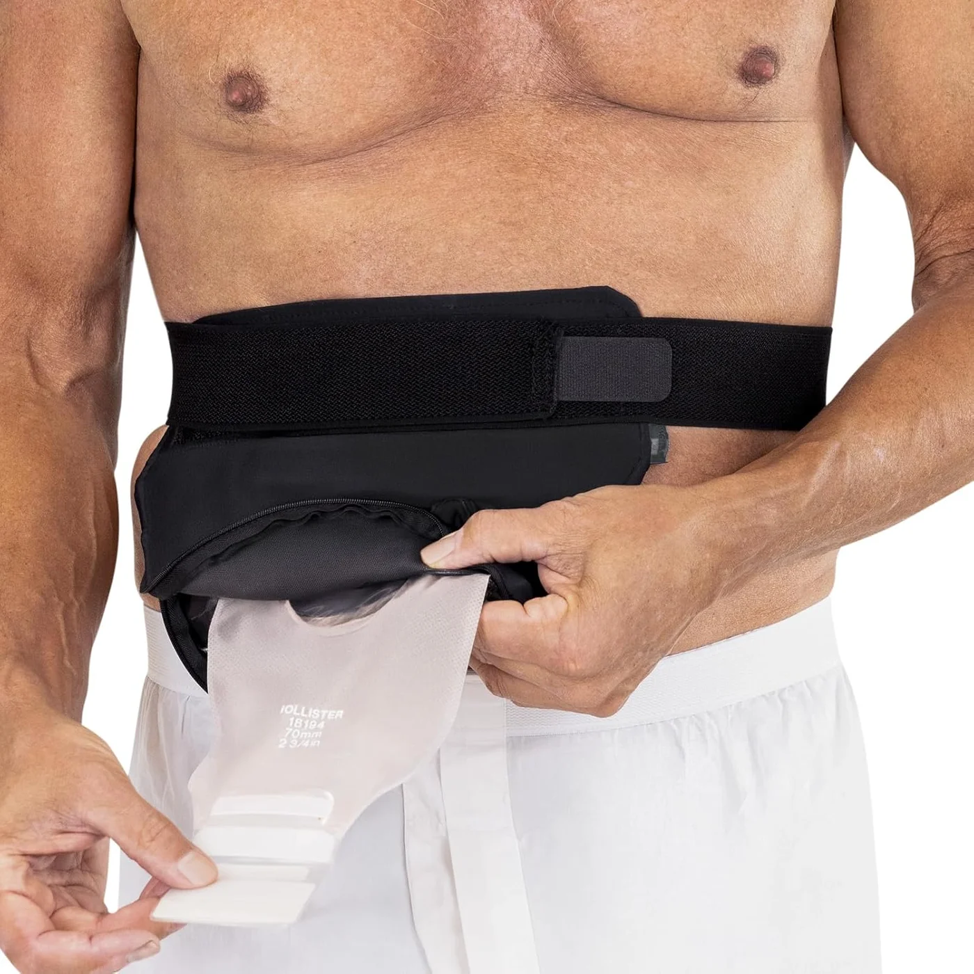 Premium Ostomy Support Belt Adjustable Stoma Guard for Colostomy Ileostomy Urostomy Supplies (Black, One Size) pmy14