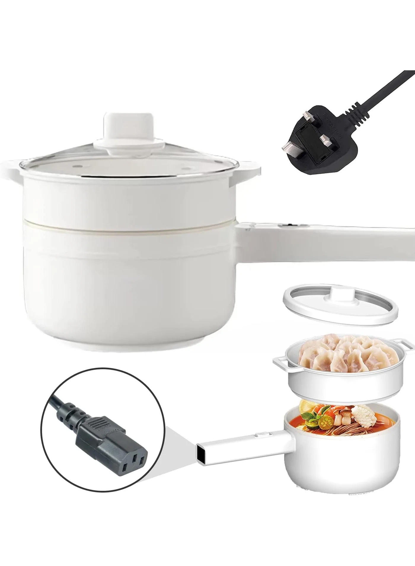 TOMSHOO Electric Hot Pot with Steamer and Temperature Control Non-Stick Multi-Cooker for Noodles Soup and Saut¨¦ (1.8 L) 3rmz9
