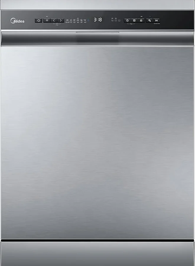 Premium Smart Freestanding Dishwasher 15 Place Settings with 9 Programs Wi-Fi Enabled Auto Open Function (Silver) tyl3p