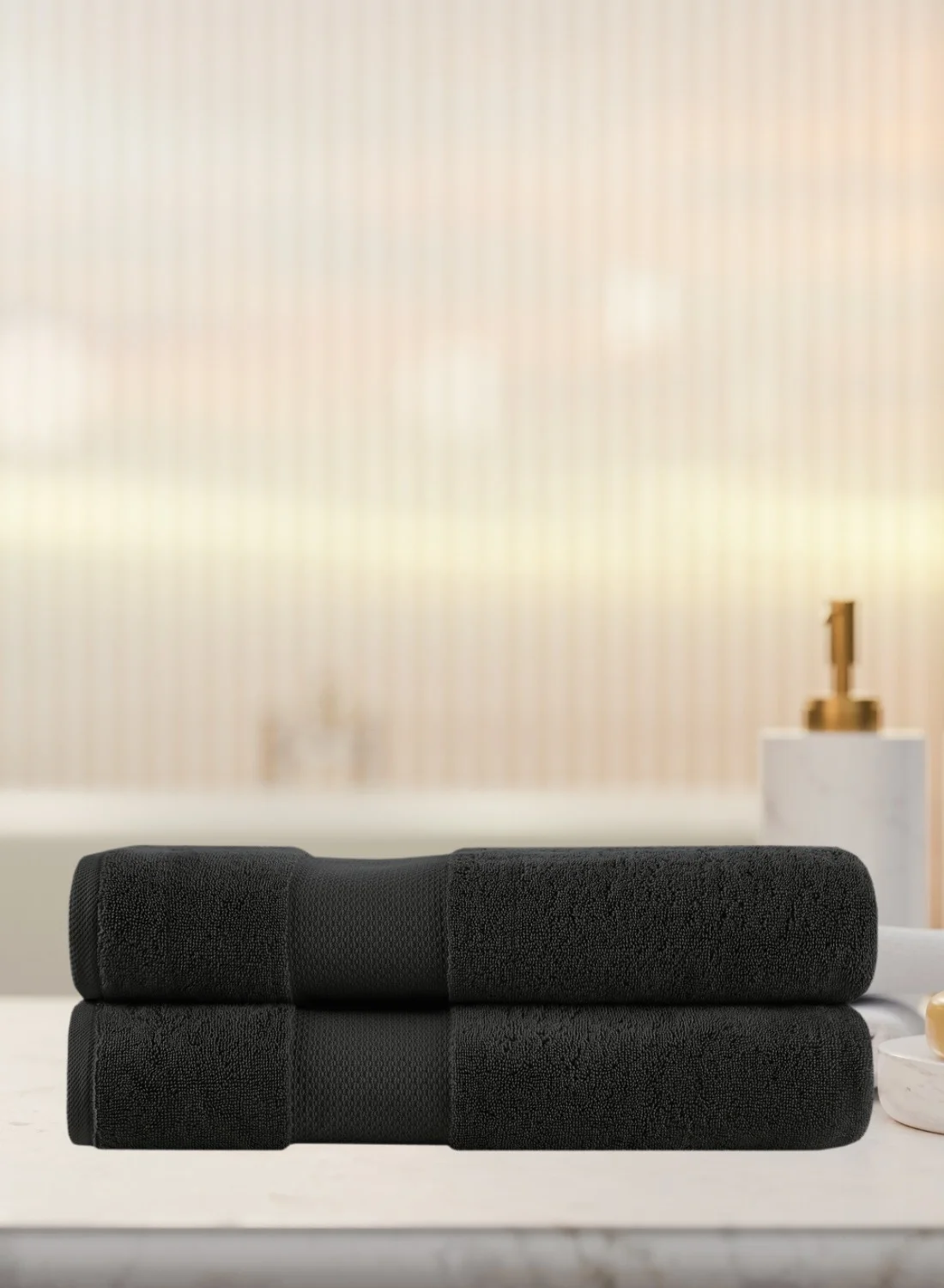 1Chase Premium Bath Towels Set Combed Cotton Highly Absorbent Quick Drying (Black, 70x140 cm, 2 Pack) rhxej
