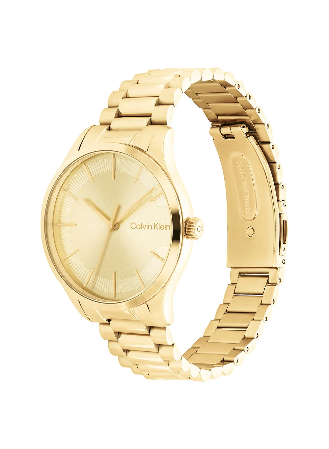 Premium Analog Round Waterproof Wrist Watch with Gold-Tone Strap (One Size) m07fy