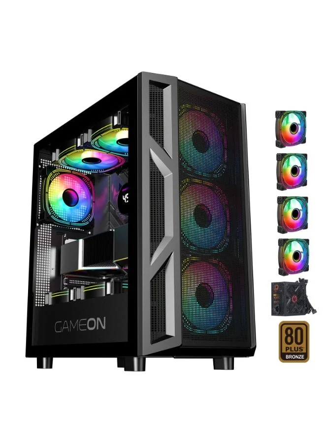 GAMEON Trident IV Mid Tower Gaming Case with 750W 80+ Bronze PSU (Black, ATX/M-ATX/ITX) q1433