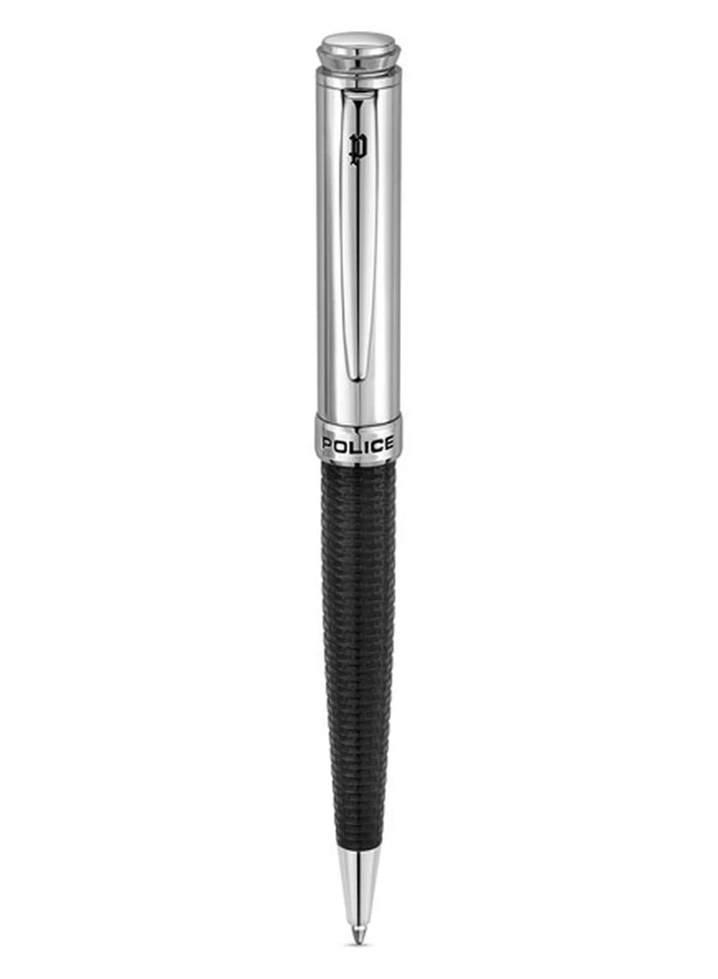 POLICE Ballpoint Pen Premium Writing Instrument with Sleek Silver and Black Finish (1 Piece) vj3on