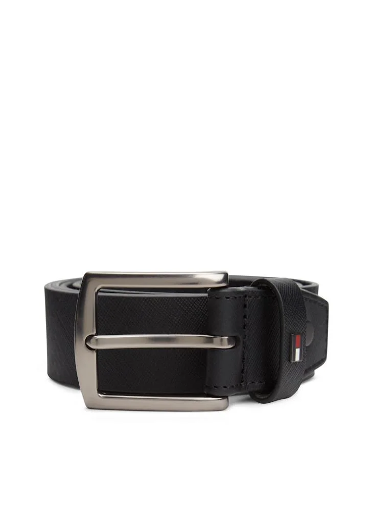 Premium Textured Leather Belt Adjustable Waist Strap for Men (Black, 110 cm) vi7q3