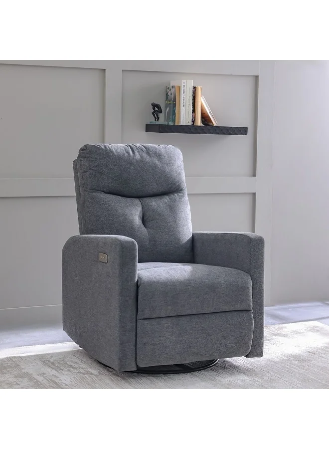 DANUBE HOME Desi Electric Fabric Recliner Chair with Swivel and Rocker Function (Grey, 1 Seater) ypawk