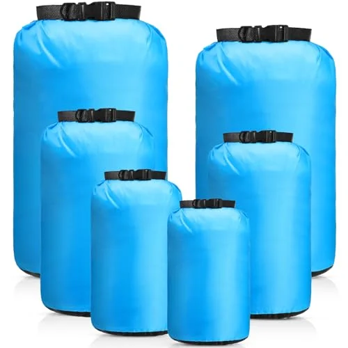 GliCraft Waterproof Dry Bag Set (6-Piece Pack, 3L to 35L) Lightweight Roll-Top Sack for Kayaking Hiking Camping Rafting Blue 6oo91