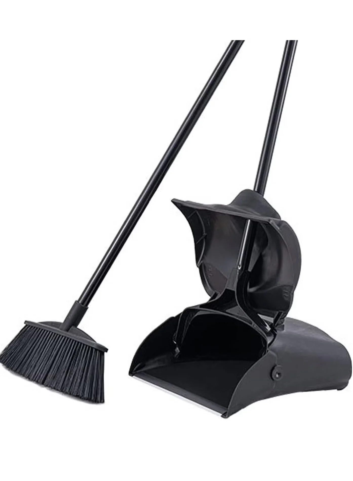 ZESTU Broom and Dustpan Set with Long Stainless Steel Handle and 180¡ã Rotating Broom (Heavy-Duty, Upright Standing) mbzg6