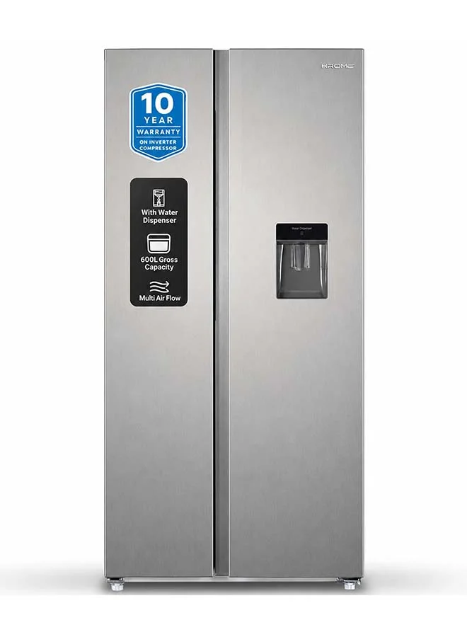 Krome Side By Side Refrigerator With Water Dispenser and No Frost Cooling System (Inox, 600 L) ibmwt