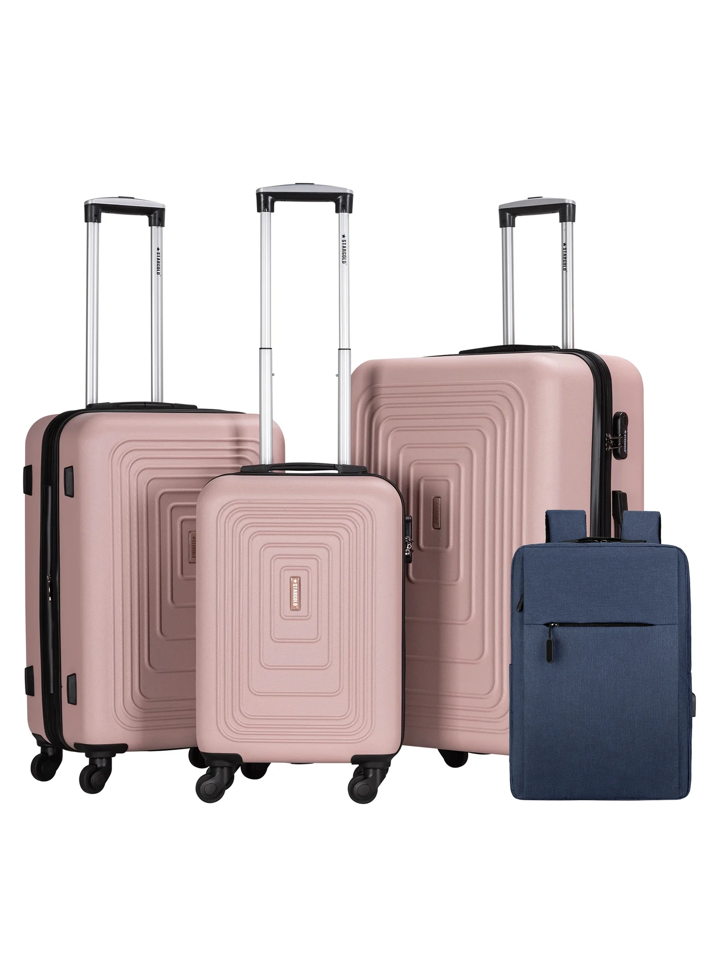 STARGOLD 3-Piece Hard Shell Travel Luggage Set with Laptop Backpack (Lightweight ABS, 360¡ã Spinner Wheels, Combination Lock, Set of 3) 235m9