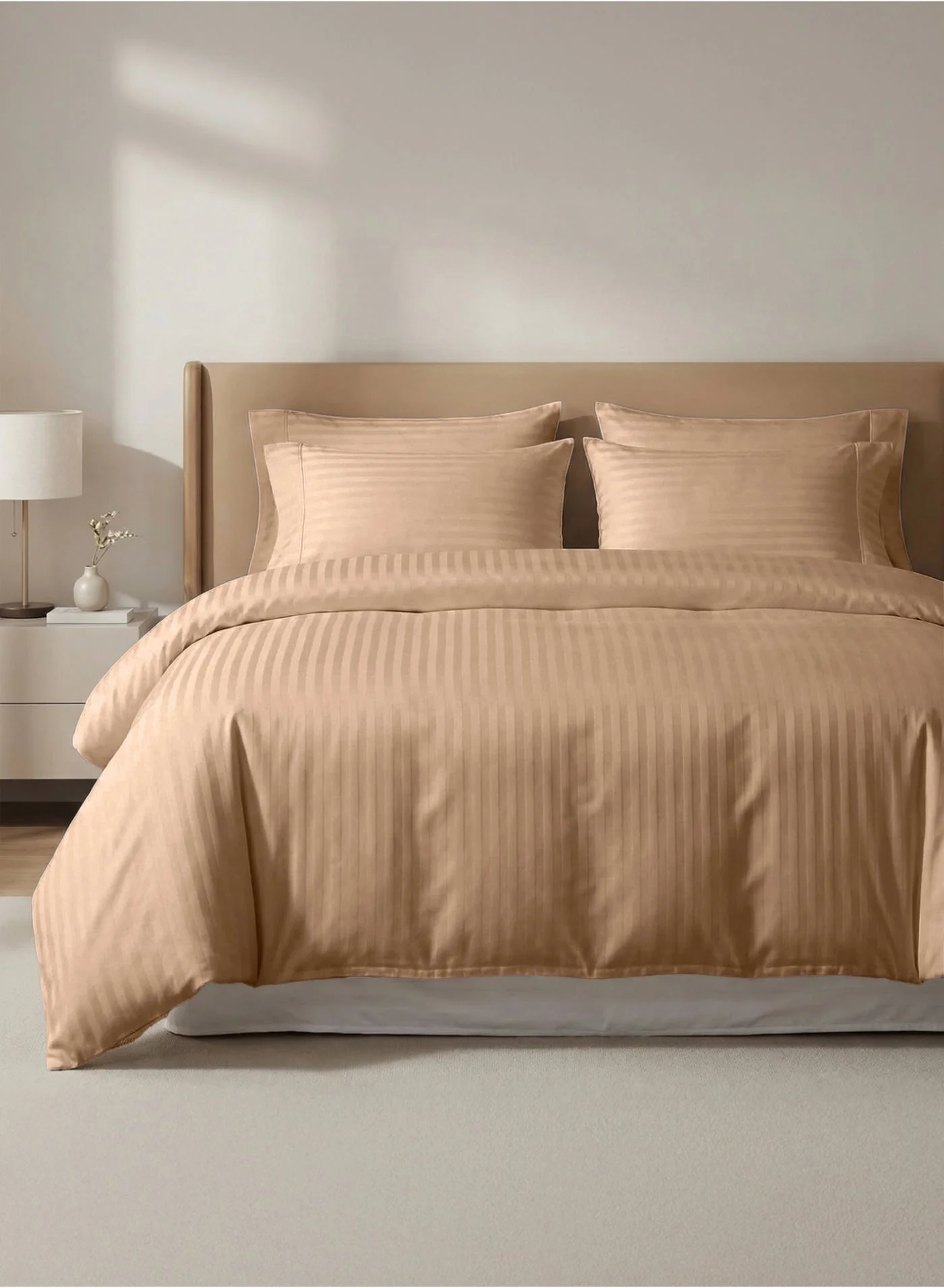 Good Sleep King Size Duvet Cover Set (6-Piece, 220x240 cm, Beige Striped) Premium Ultra-Soft Bedding Collection for Master Bedroom 4zb0j