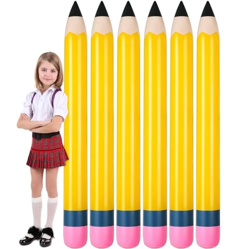 Sumind Jumbo Inflatable Pencil Pool Floats (Yellow, 6 Pack, 152 cm) zu4h3