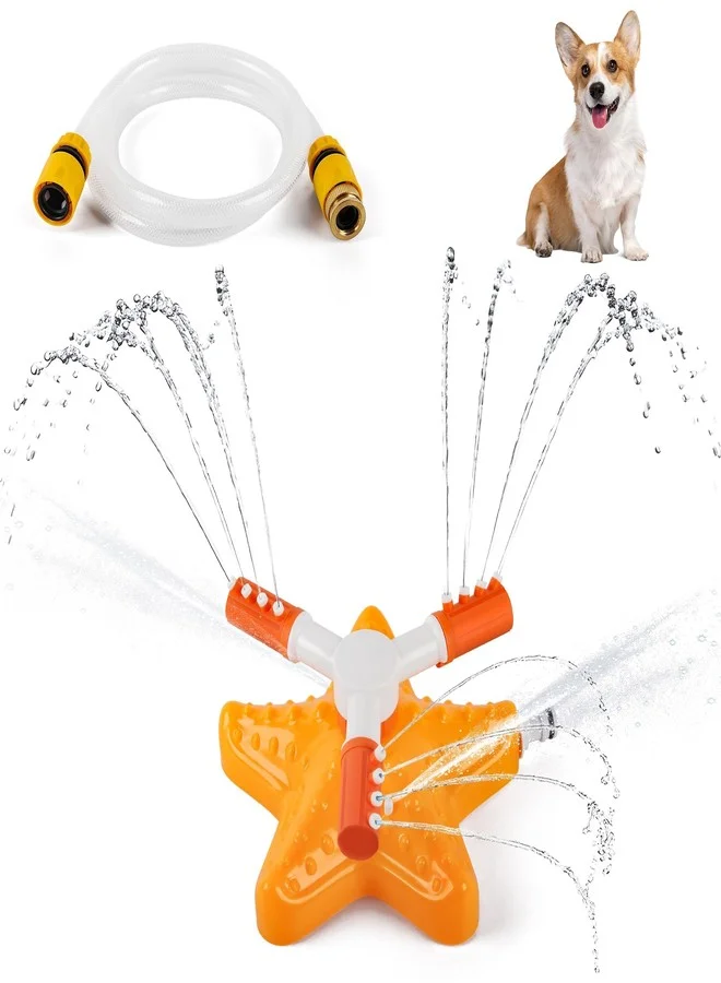 Premium Outdoor Dog Water Fountain Sprinkler 360-Degree Rotating Interactive Pet Play Toy for Backyard Garden (One Size) rfzqn