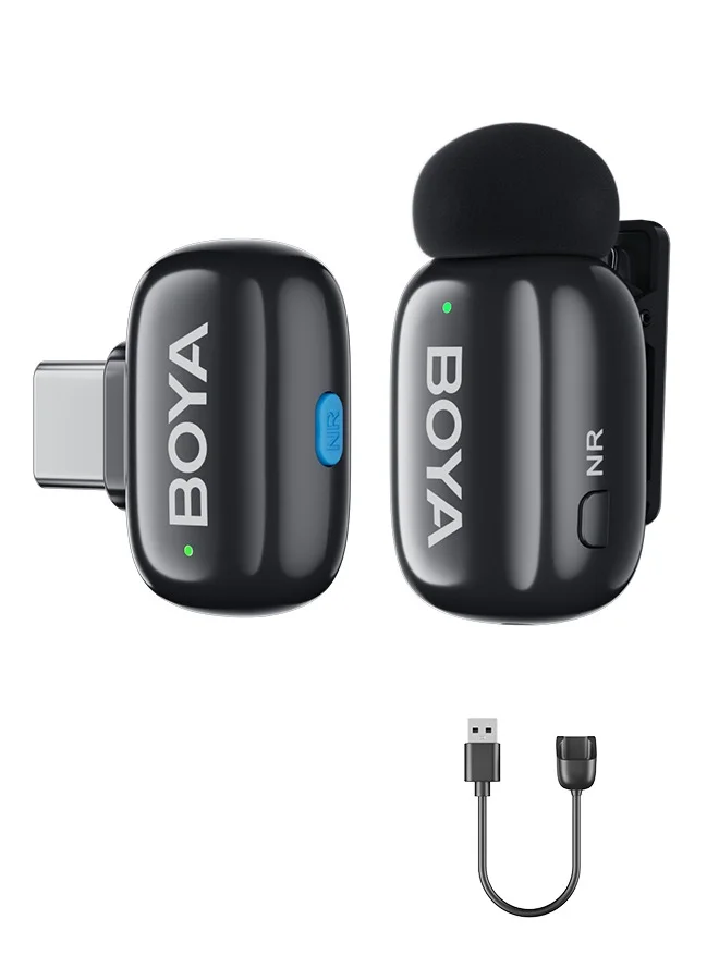 Wireless Lavalier Microphone with AI Noise Cancellation for Video Recording and Interviews (USB-C, Black, 1 Pack) mm03h