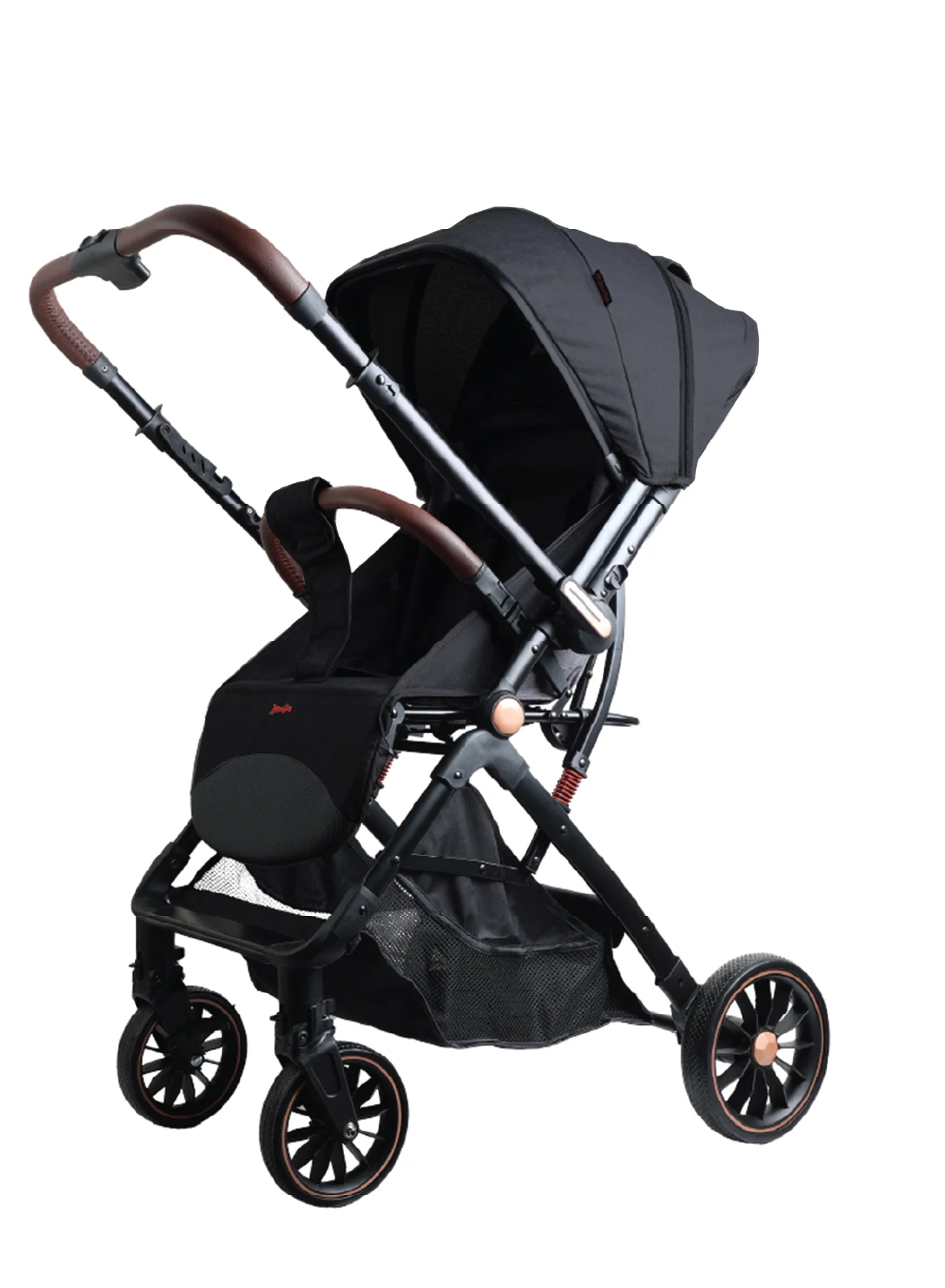 Zenito Reversible Handle Baby Stroller Lightweight Foldable Travel Pram with Aluminum Frame and All-Terrain Wheels (Black, 5.8kg) amqxh