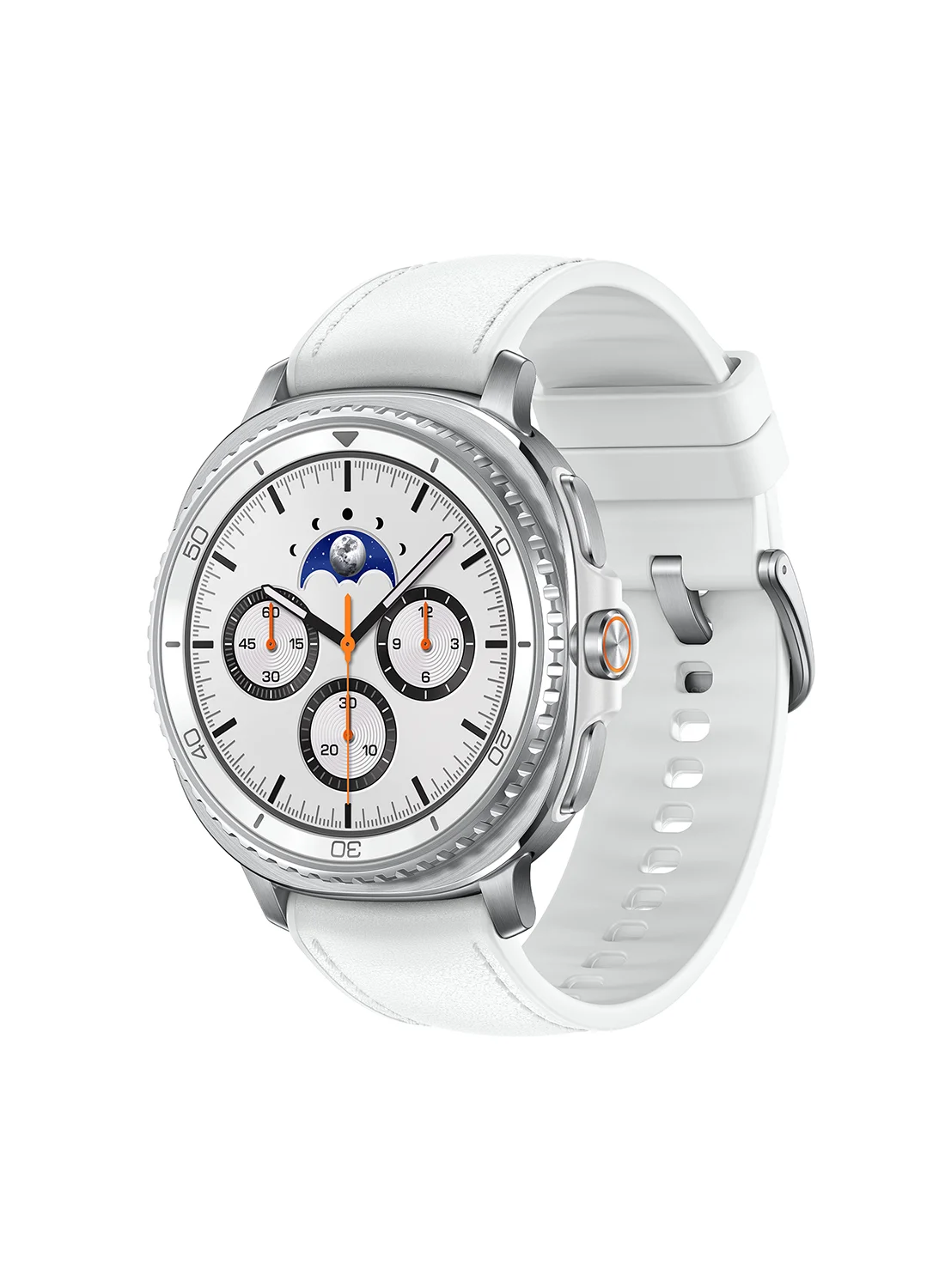 Premium Ultra-HD Smartwatch 46mm Bluetooth Fitness Tracker with Rotating Bezel and Sleep Coaching (White) nqrz8