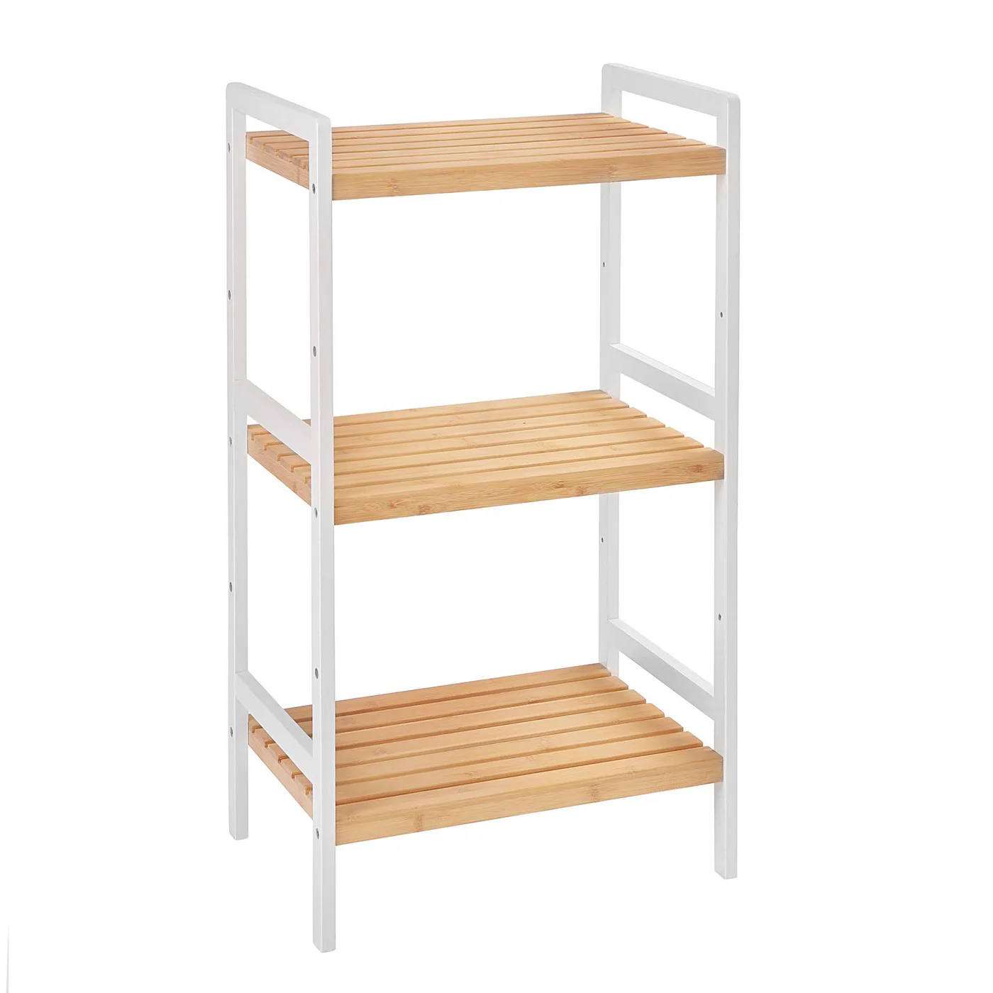 Premium 3-Tier Bamboo Storage Rack for Bathroom and Kitchen (Natural and White, 45 x 31.5 x 80 cm) ohkjg
