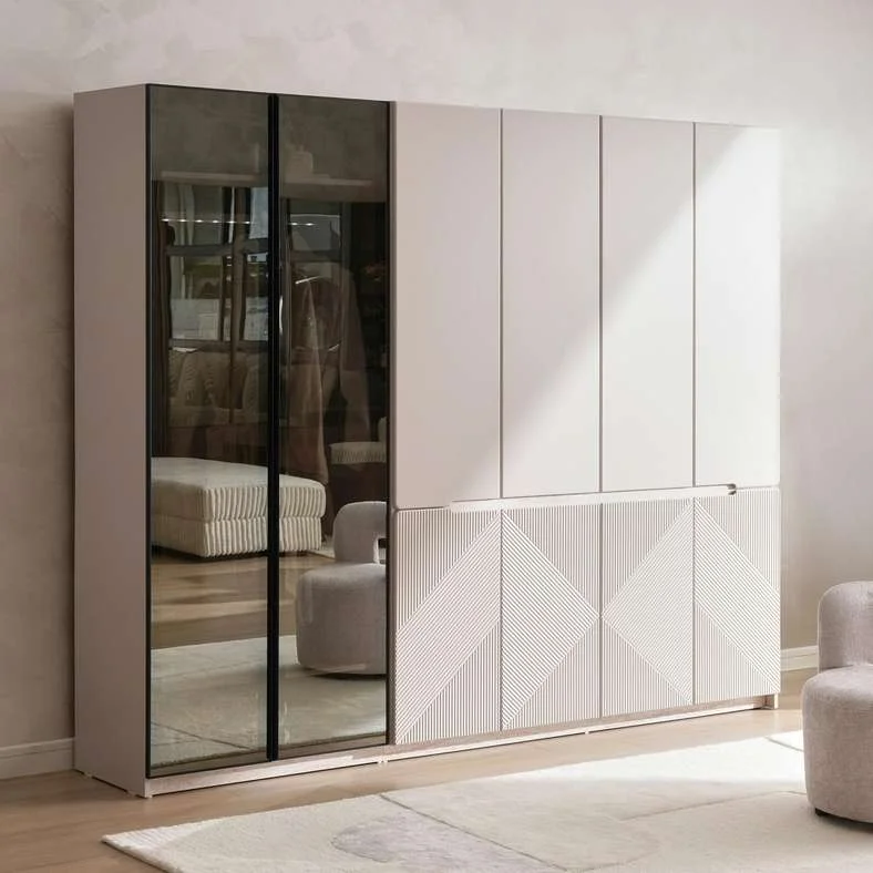 Pan Home Irmav 6-Door Wardrobe Premium Storage Cabinet (Cream, 240 cm x 60 cm x 200 cm) r2it6