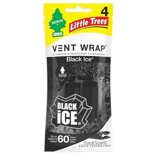 Premium Car Vent Air Freshener Wrap (Black Ice Scent, 4 Count) Long-Lasting Woody Citrus Fragrance for Automotive Vents oclx8