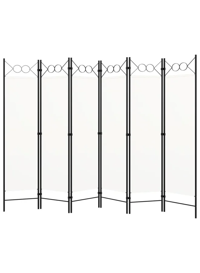 VidaXL 6-Panel Room Divider Privacy Screen Foldable Partition for Home and Office (White, 240x180 cm) 5tv3w