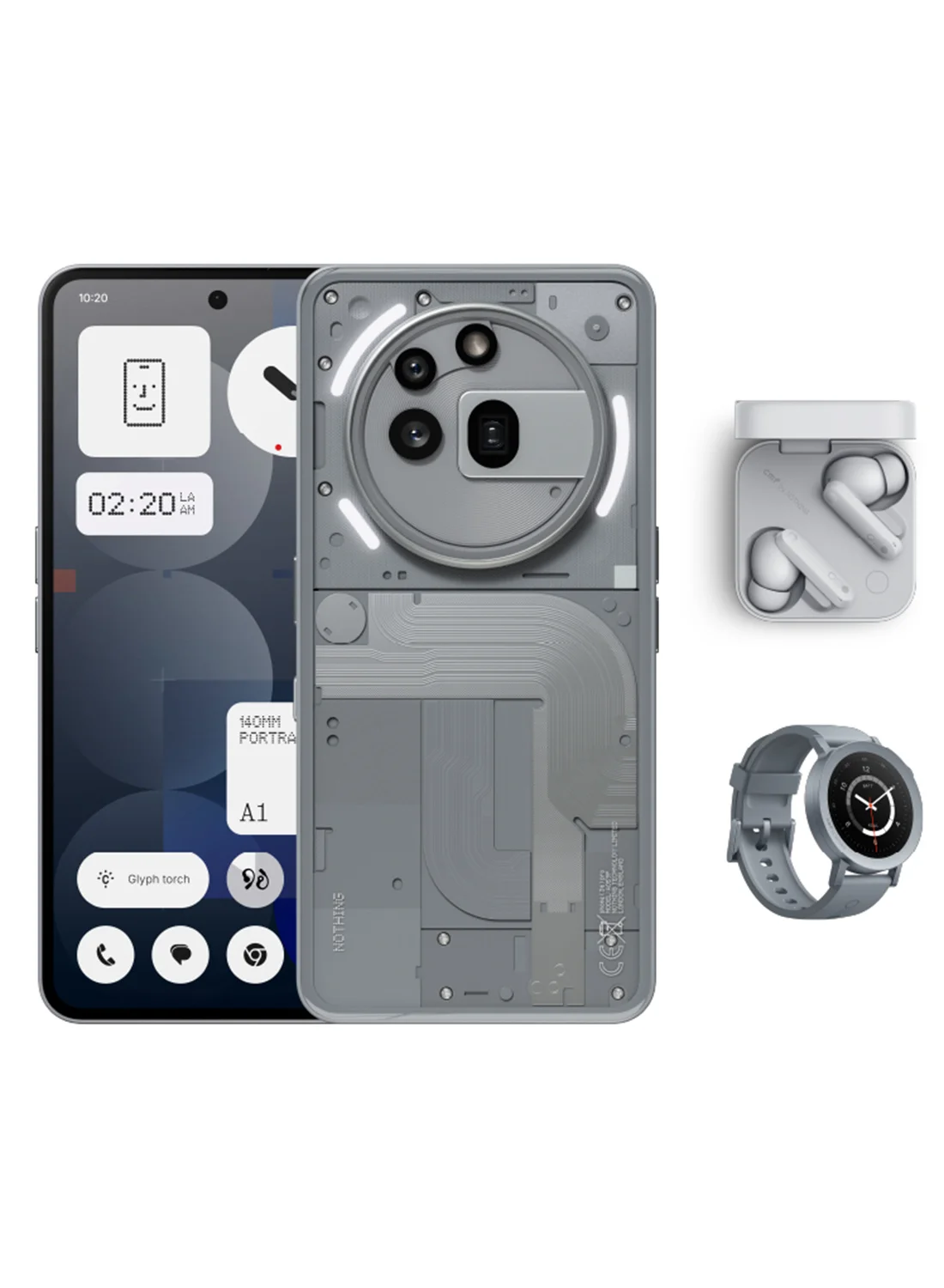Premium 5G Smartphone Bundle (12GB RAM, 256GB Storage) with Wireless Earbuds and Smartwatch - Grey 9jgfc