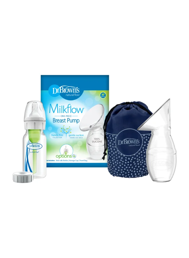 Premium Silicone Manual Breast Pump with 120 mL Narrow Neck Feeding Bottle (Clear, 120 mL) kcn0n