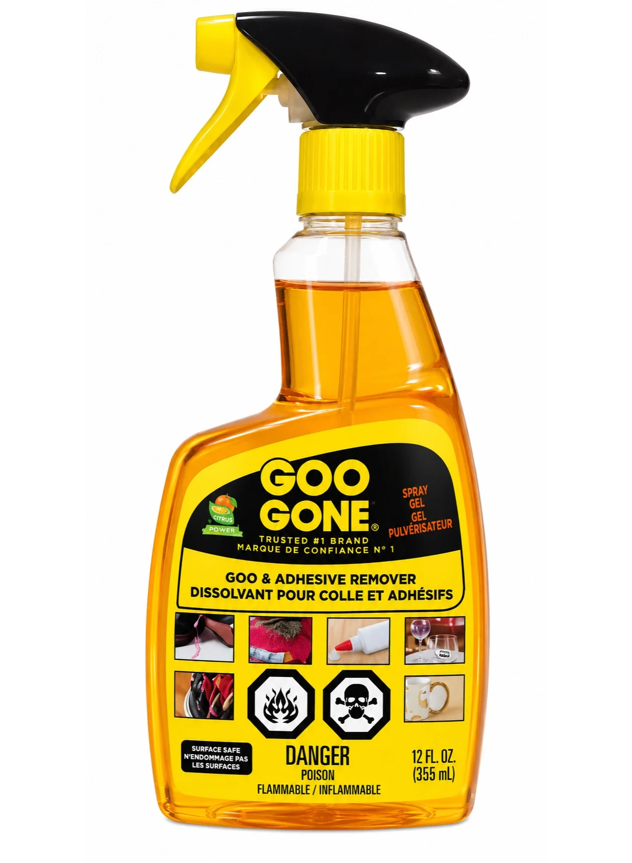 Goo Gone Adhesive Remover Spray Gel Premium Surface Cleaner for Residue Removal (355 mL) csr89