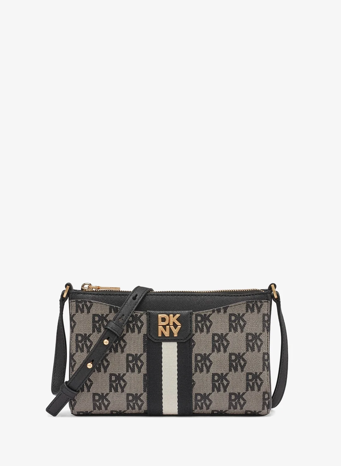 Nuri Logo Zip Through Crossbody Bag Premium Synthetic Leather Handbag for Women ma3zn